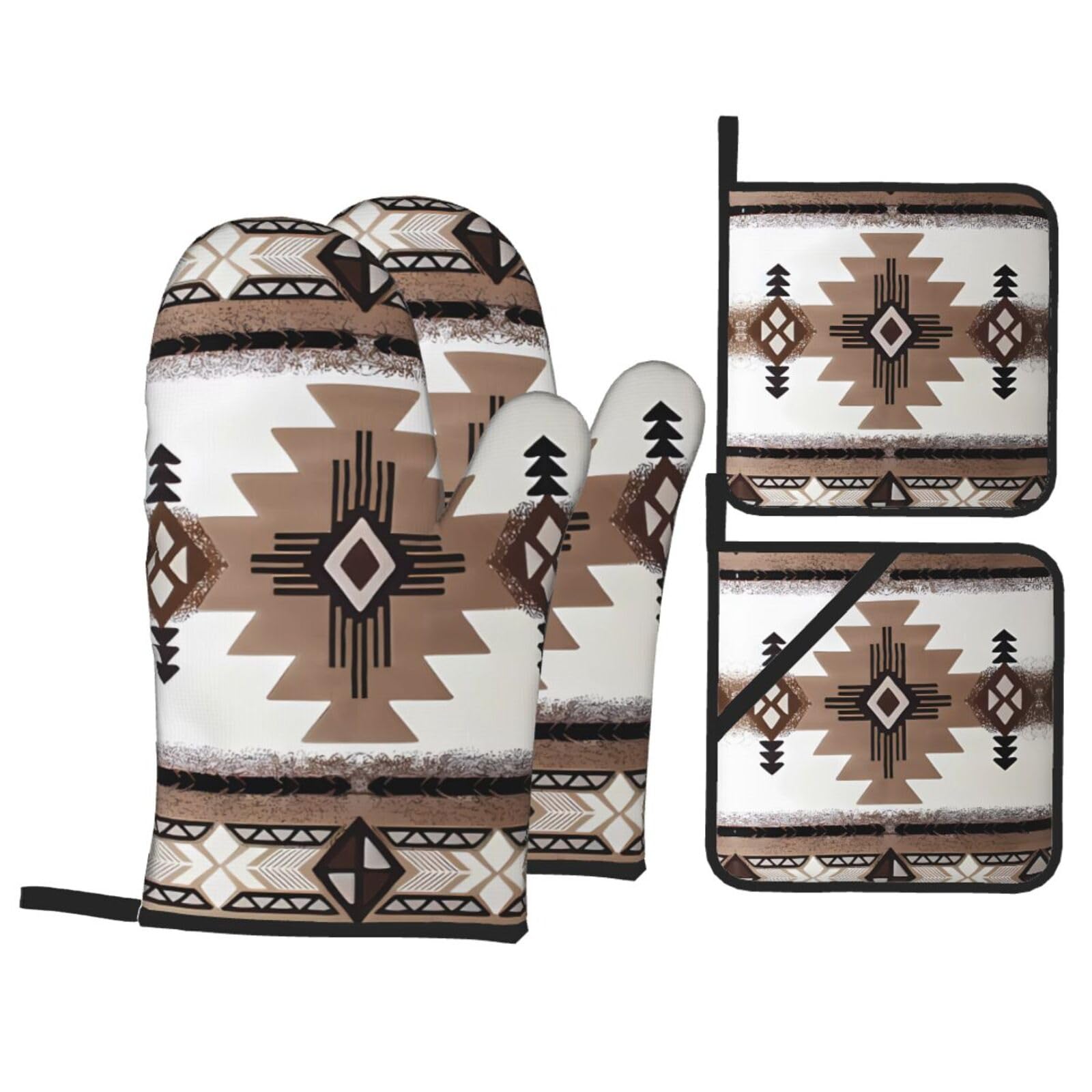 WHJSHOP Aborigines Prints Kitchen Layers: Waterproof Oven Covers for Safe Handling & Easy Cleanup – 4 Piece Heat Protection Bundle