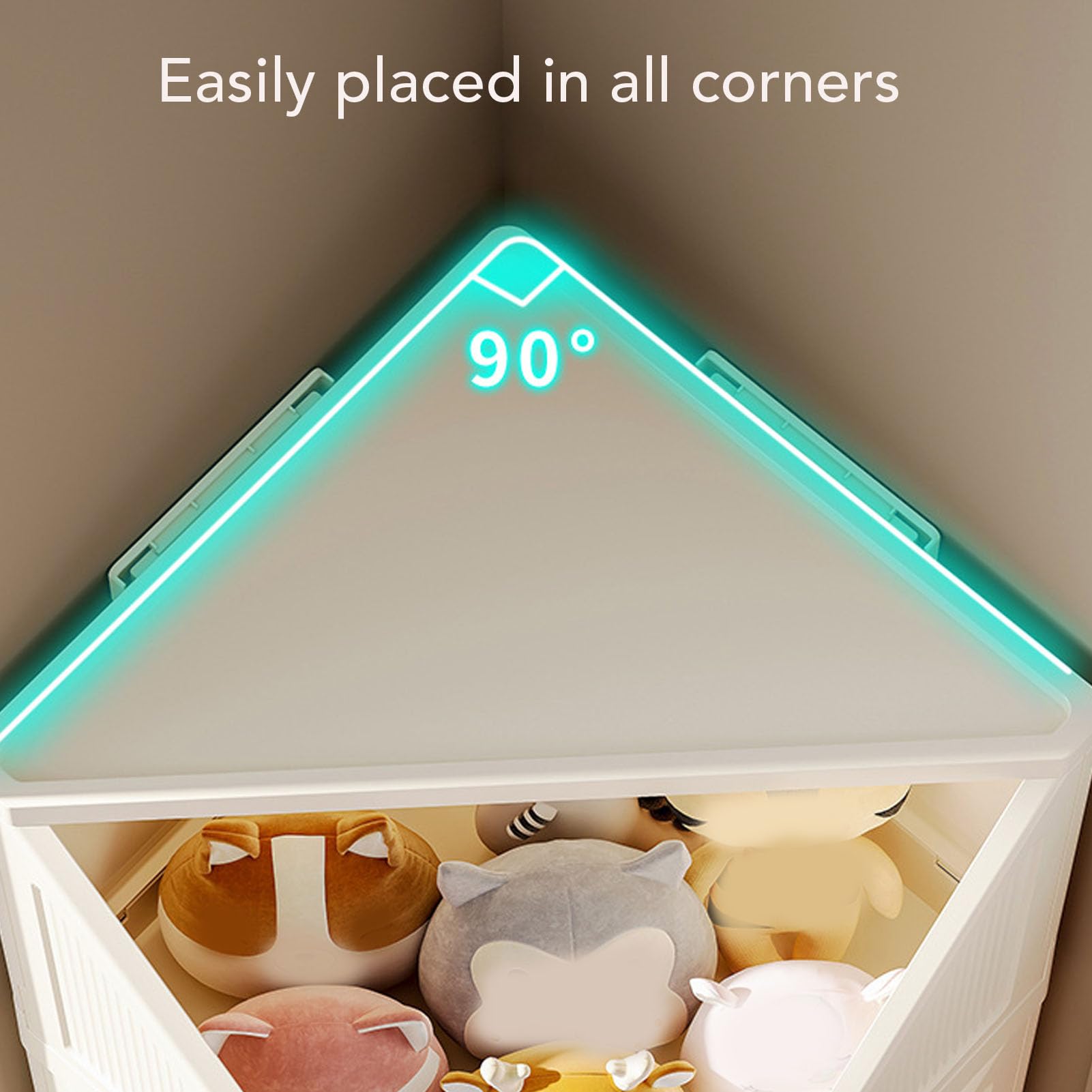 Estantería de esquina para almacenamiento, estantería de esquina con 4 ruedas móviles para espacios pequeños, baños, cocinas, salas de estar, oficinas en casa (3 Tier)