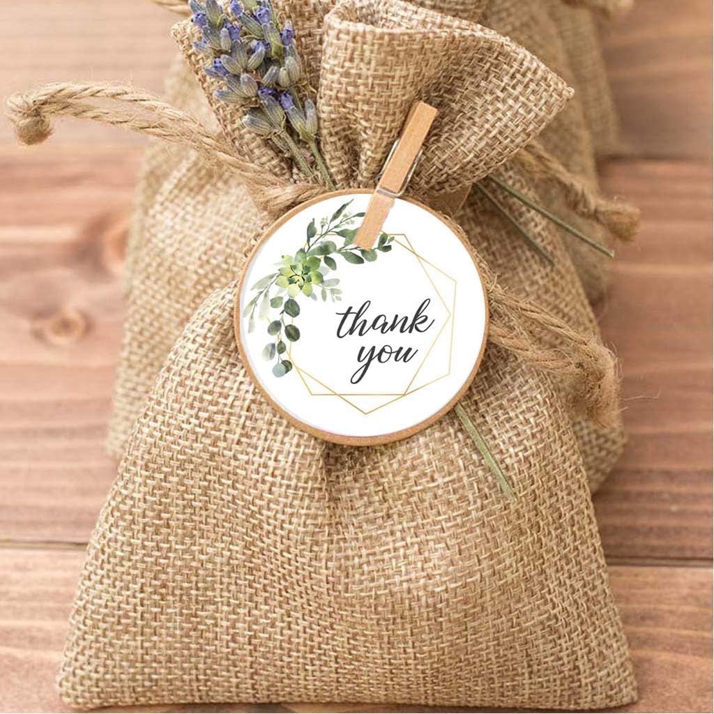 500 pcs roll 4 Styles Thank You Stickers Vegetation Thank You Sticker for Christmas Scrapbooking Stationery Seal Labels Seal Stickers for Gift White Green - Image 6