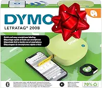 DYMO LetraTag 200B Rotulador Bluetooth | Impressora de etiquetas compacta | Conecta através da tecnologia sem fio Bluetooth para iOS e Android | Inclui 1 fita adesiva de papel branco | Amarelo