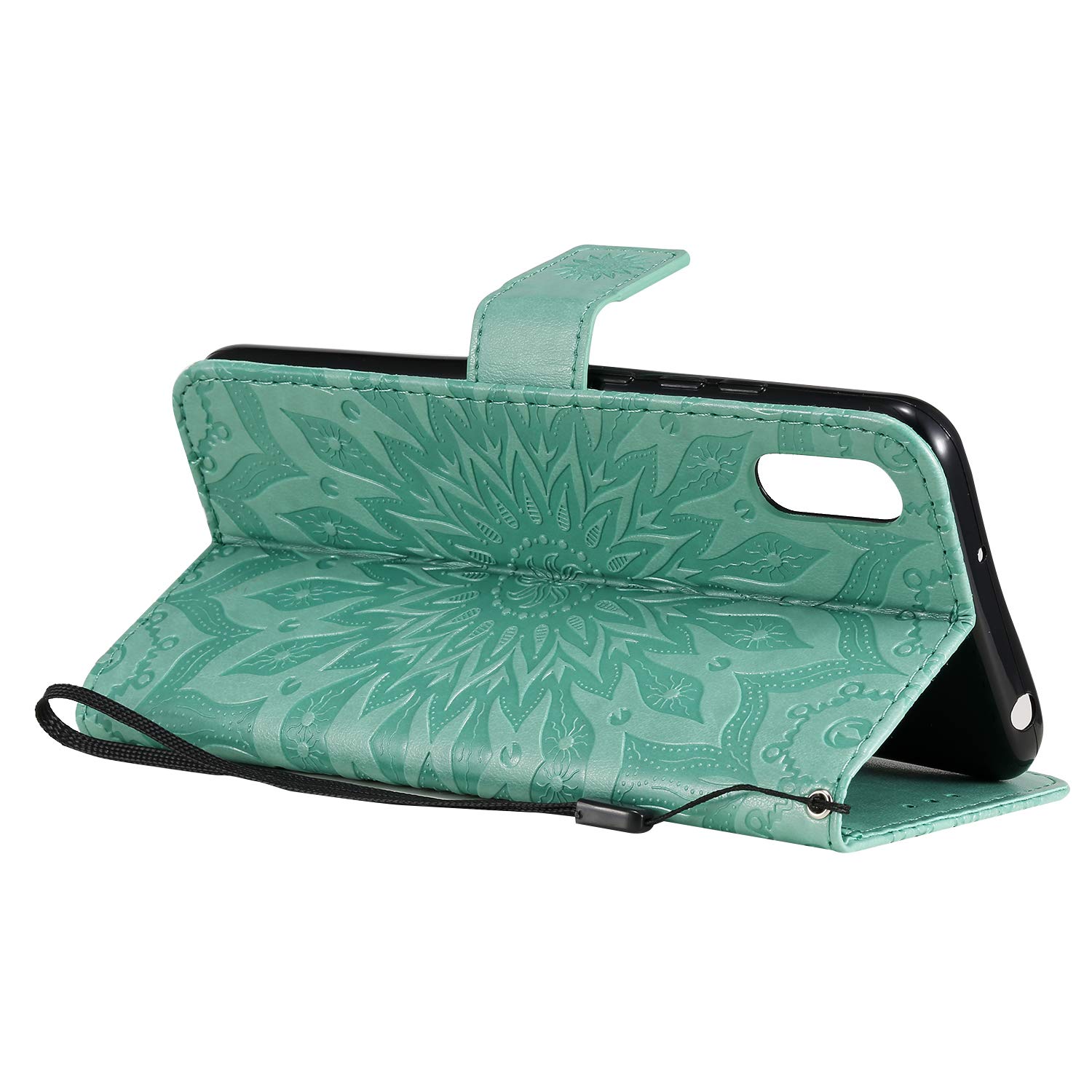 CHcase Cover per Xiaomi Redmi 9A Custodia Portafoglio a Libro in Pelle Flip Cover con Porta Carte, Chiusura Magnetica Case Antiurto per Xiaomi Redmi 9A - Verde