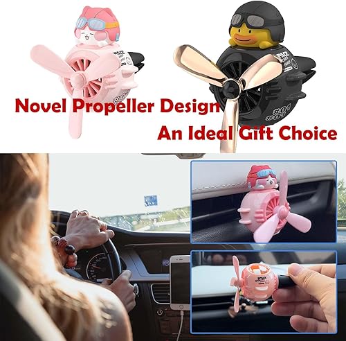 Miniatura 5 de Ambientadores para automóvil, lindo difusor de coche de gato piloto, hélice giratoria, ventilador de salida de aire automotriz de dibujos animados,