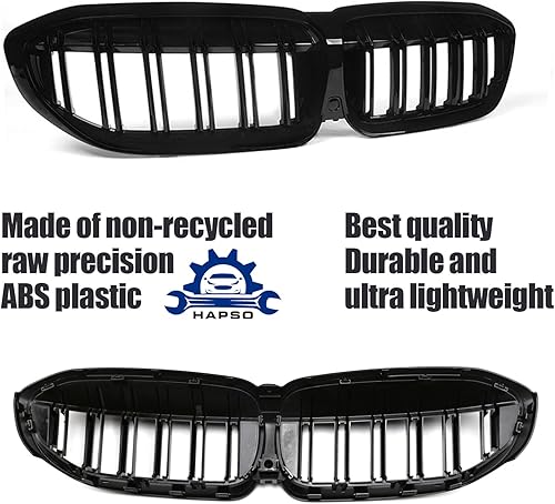 Miniatura 2 de Rejilla delantera de riñón de repuesto de doble listón, color negro mate, compatible con BMW Serie 3 G20 2019-2022, todos los modelos/G21