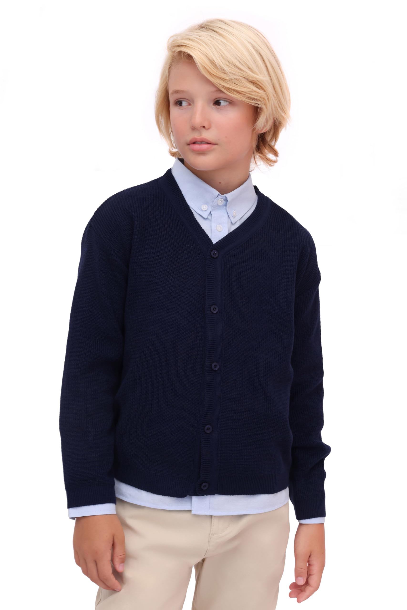 LilaxLittle Boys Basic Long Sleeve V-Neck Classic Knit Cardigan Sweater