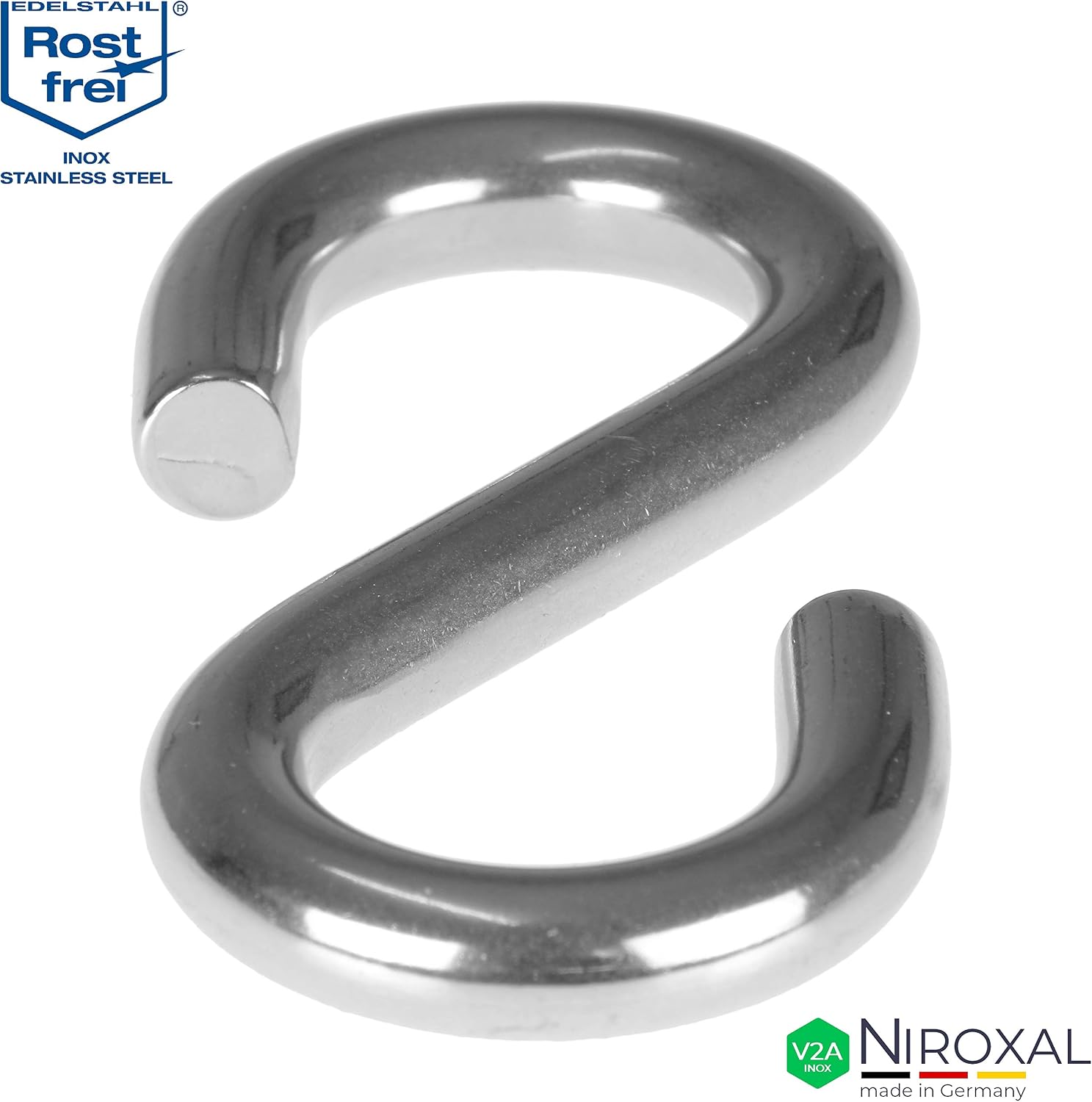 NietFullThings Stainless Steel Symmetrical S Hooks V2A Heavy Duty Hooks for Hanging Kitchen Storage Garden 6 mm x 48 mm Pack of 25 - Image 5