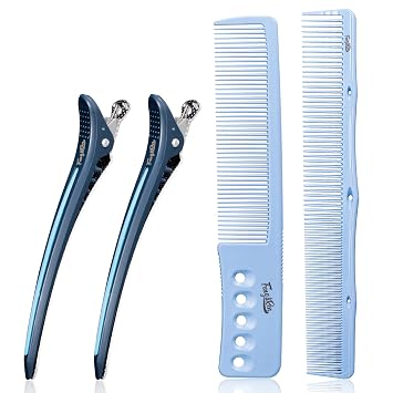 Hair Styling Comb Non Slip Hair Clips for Man Woman Barber Hairdresser Blue