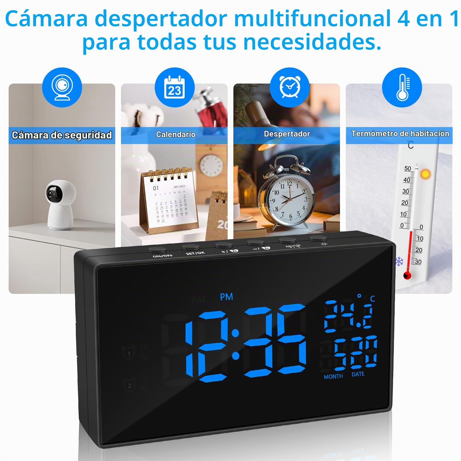 MiniCamara Oculta HD 1080P Spy Camara WiFi Despertador, 2.4/5Ghz WiFi Camara Espia Oculta Invisible Compatible con Visión Nocturna y Detección de Movimiento, App Vigilancia Remota