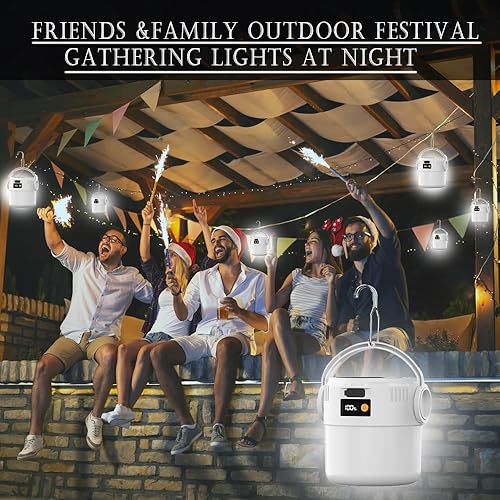 Miniatura 25 de Luces solares de campamento de 100 W, linterna portátil recargable con enganche, lámpara de tienda de campaña para colgar bombillas de batería