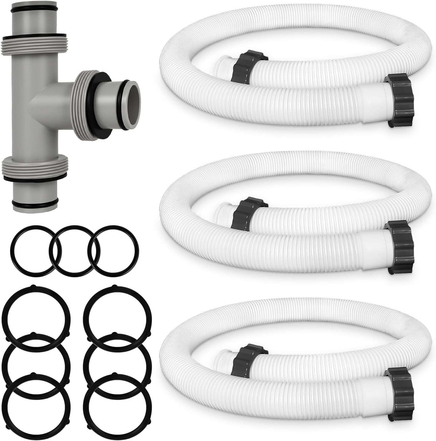 AOIT 1.5" to 1.5" T Joint 29060E Pool Pump Hoses Compatible with In Tex Cole Man Pools-Above Ground Pool Hose 59" Long Fits for Filter Pumps and Sand Filters, 3 Pack（Black）