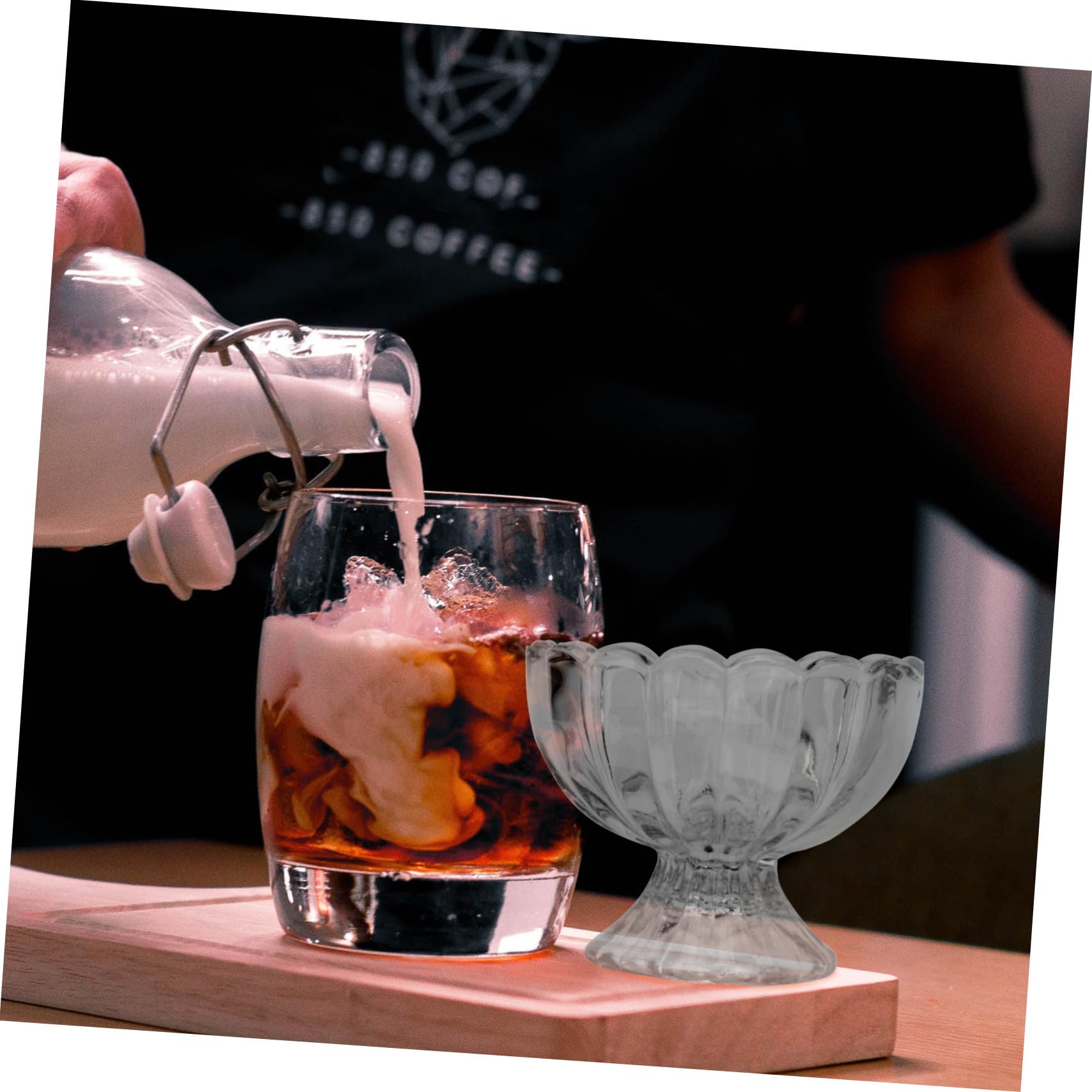 TEHAUX 5pezzi Coppette Gelato Vetro Trasparente Tazza di Loto per Budino e Gelato Ciotole da Usare come Tazza Ciotola per Yogurt
