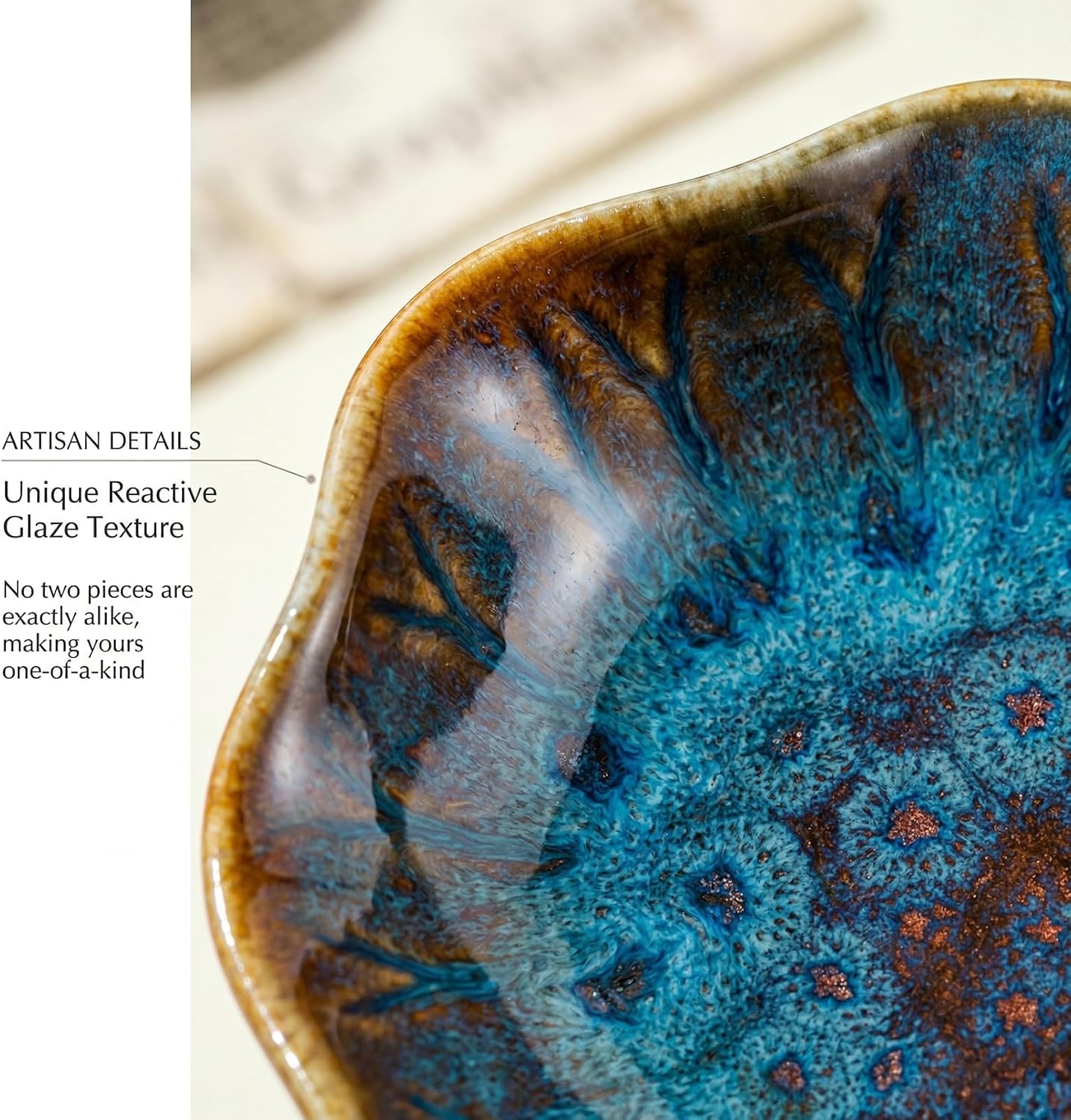 Vintage-Inspired Ceramic Jewelry Dish – Handcrafted Floral Trinket Trays in Luxe Glazed Porcelain | Antique-Style Ring Holders for Vanity & Dresser Décor (1, Kiln transformed lotus, peacock green)