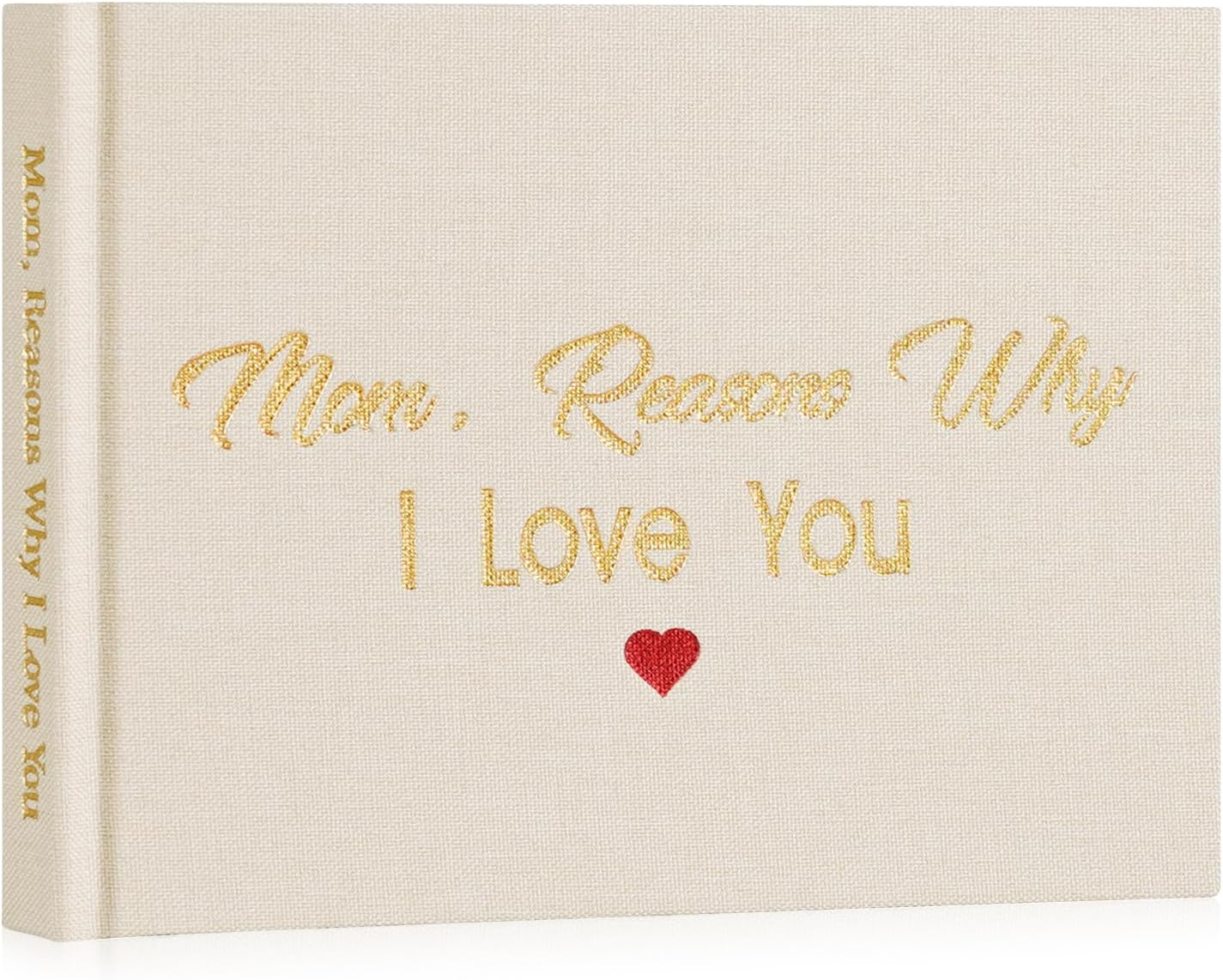 Artmag What I Love about Mom Fabric Book Fill-in-the-Blank Love Journal for Mom Birthday Mother's Day Christmas Gifts Stocking Stuffer for Mother Beige