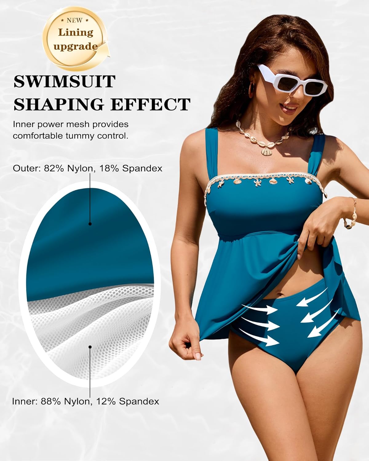 DaiLiWei Tankini Swimsuit for Women Modest 2 Piece Bathing Suit Tummy Control Bandeau Tankinis Top Full Coverage Swim Suits - Image 5