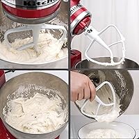 Vista 6 de Batidor plano revestido K45B de repuesto para batidora de pie Kitchenaid, compatible con mezclador de soporte de cabeza inclinable de 4.5 cuartos