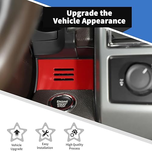 Miniatura 6 de Voodonala Cubierta de panel de consola central para Ford F150 2015-2020 compatible con Ford F150 2015-2020 (ABS, rojo, 4 piezasjuego)