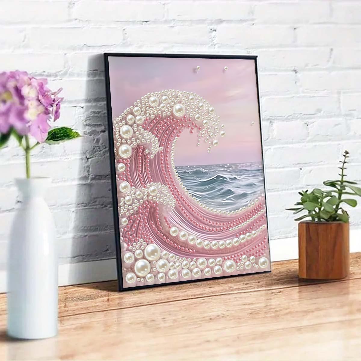 5D Diamond Art Pearl Painting Kits for Adults,Pink waves Diamond Art Kits image 2