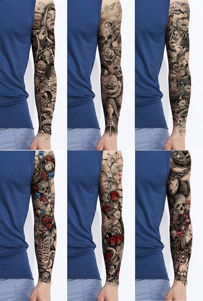 Full Arm Temporary Tattoo For Man Women L19“xW7”(12 Sheets) : Beauty & Personal Care