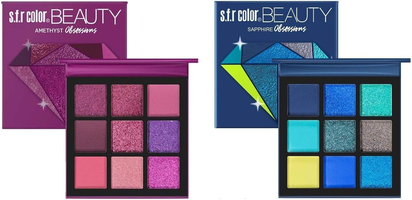 Glavon® 9 Colors Semi Sparkle & Matte Red Family Eyeshadow Palette - Saver Pack of 2 (Blue & Purple)