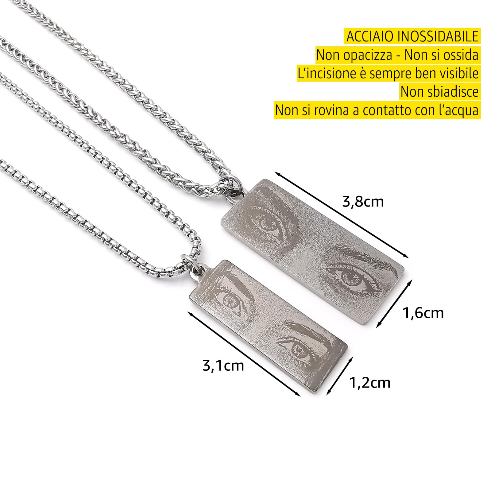 ALMENDRA Collana con foto occhi fidanzati con fotografia personalizzata da uomo incisa incisione personalizzabile nome frase scritta regalo dedica