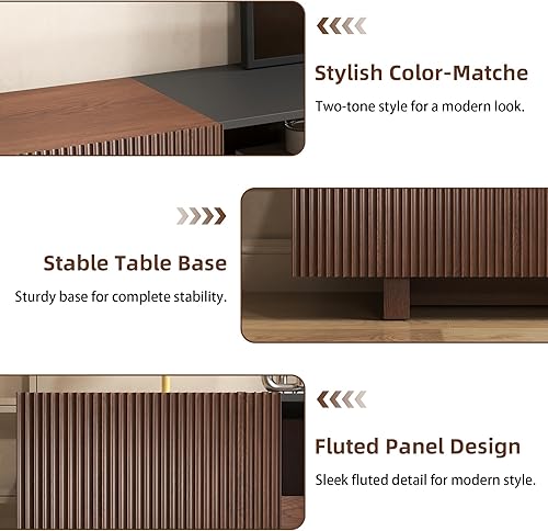 Miniatura 8 de Soporte de TV de 78.8 pulgadas con armarios de almacenamiento para sala de estar, consola multimedia, centro de entretenimiento con cajones,