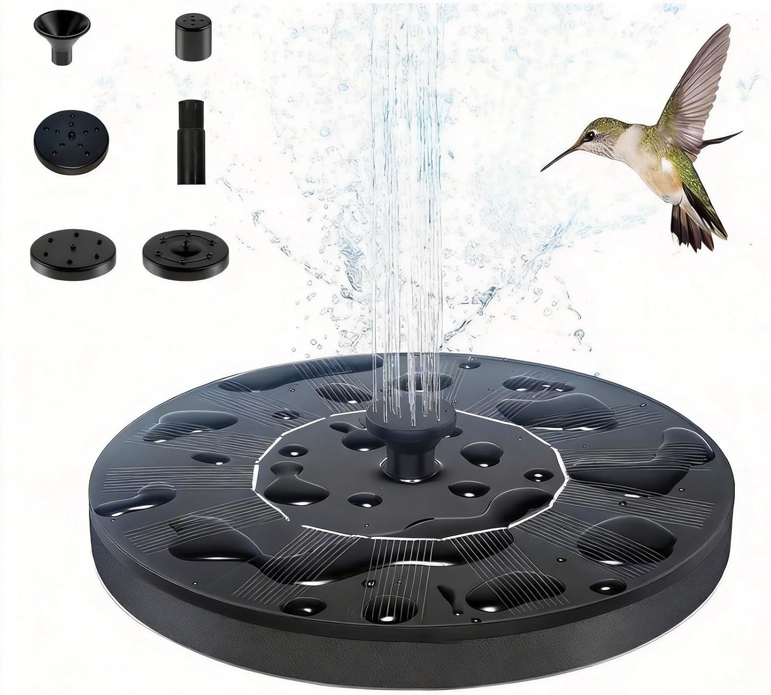 Honche Solar Powered Floating Fountain Water Pump for Bird Bath, Garden, Pond, Pool, Patio, Black-16cm-new