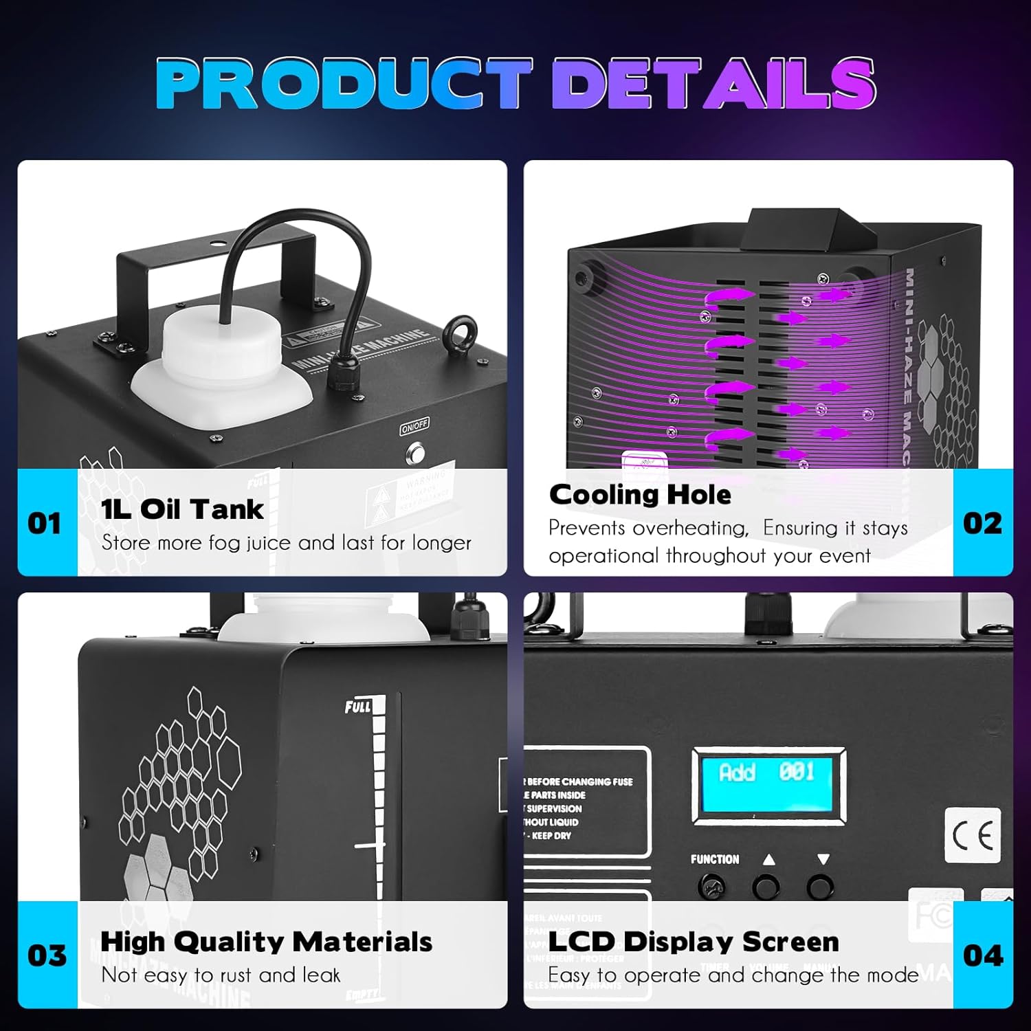 MOKA 700W Haze Machine Continuous Fog Output with Remote, DMX & Adjustable Timer, Professional Hazer for Indoor Stage, DJ, Wedding & Club Use