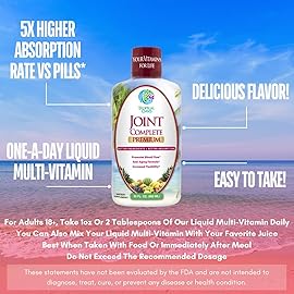 Joint Complete Premium- Liquid Joint Supplement w/Glucosamine, Chondroitin, MSM, Hyaluronic Acid - for Bone, Joint Health - 96% Max Absorption- 32oz, 32 serv