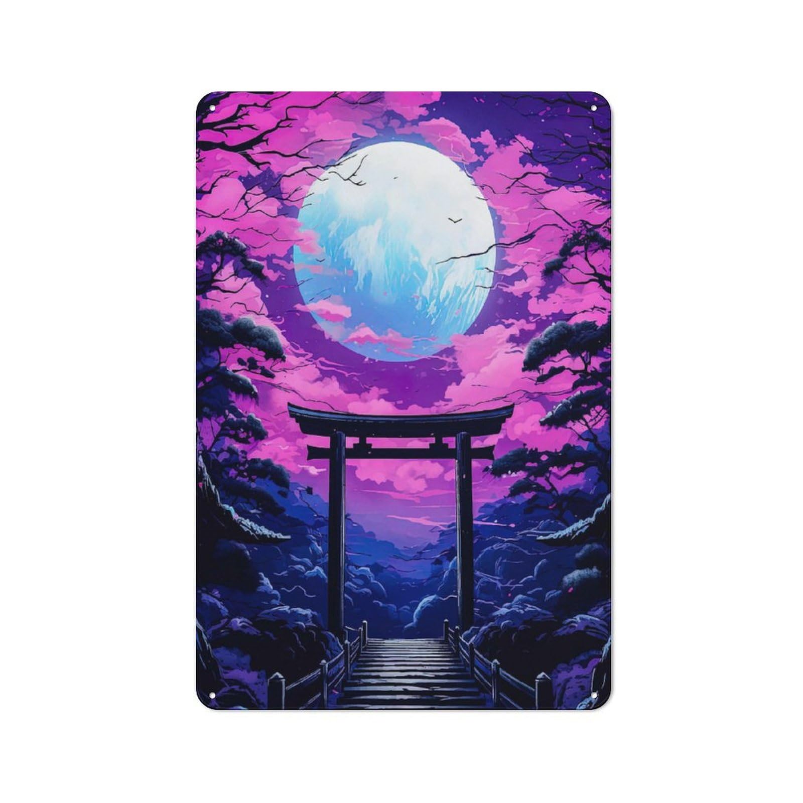 Junmoney Gate Japan Moon Night Metal Wall Sign 30X20cm Featuring For Bar Or Restaurant, For Bar Decor Enthusiasts