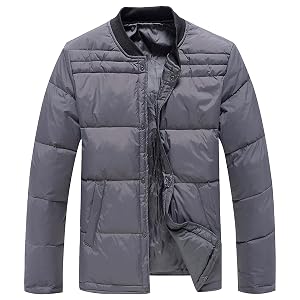 JEsilunmaMY Mens Lightweight Insulated Duck Down Jacket Button Up Water-Resistant Puffer Jacket Warm Padded Quilted Jacket