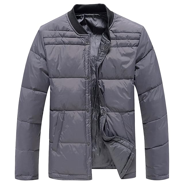 JEsilunmaMY Mens Lightweight Insulated Duck Down Jacket Button Up Water-Resistant Puffer Jacket Warm Padded Quilted Jacket