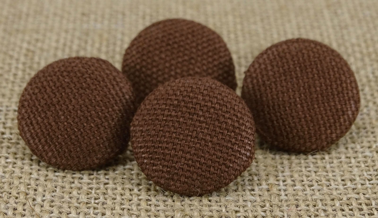 Knitwit Brown Round Cotton Twill Fabric Covered Decorative 2 Holes Buttons Sewing Craft - Pack of 50 Pieces — image 1