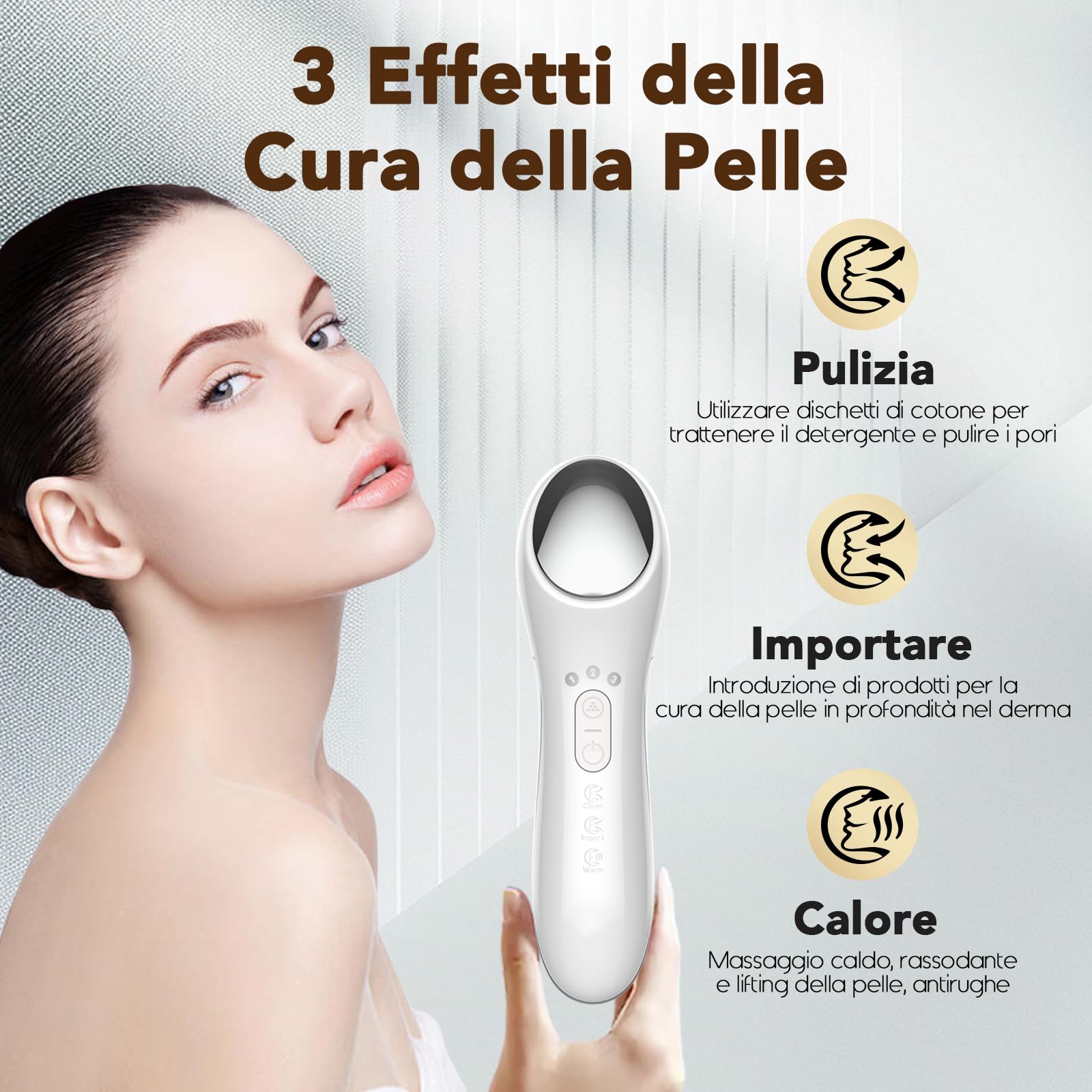DOCOCO Massaggiatore Viso Antirughe Lifting Microcorrente 3 Modi, Elettrico per Pulizia Profonda Rassodare