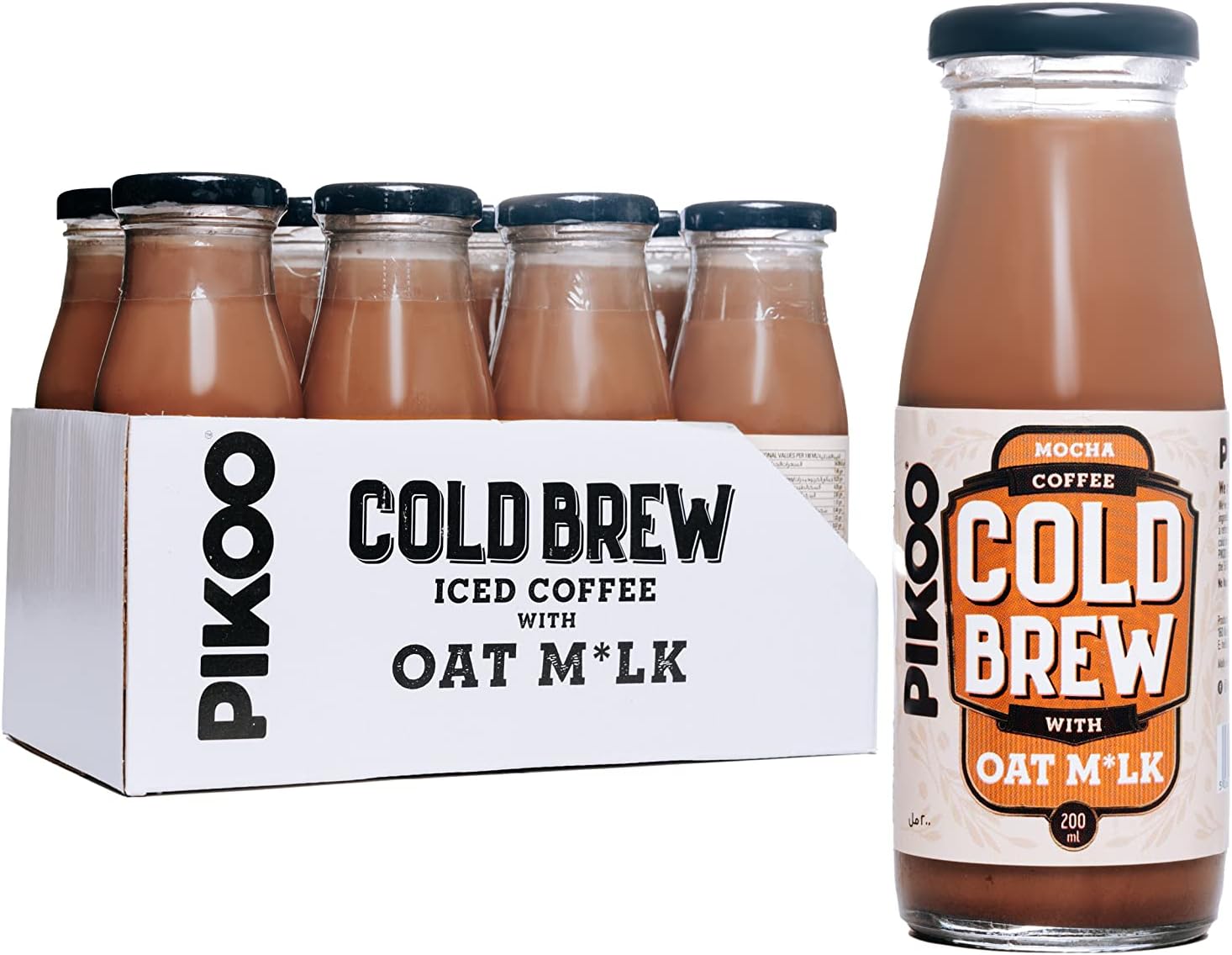 Pikoo Mocha Cold Brew Coffee with Oat Milk 200 ml, 8-Pack