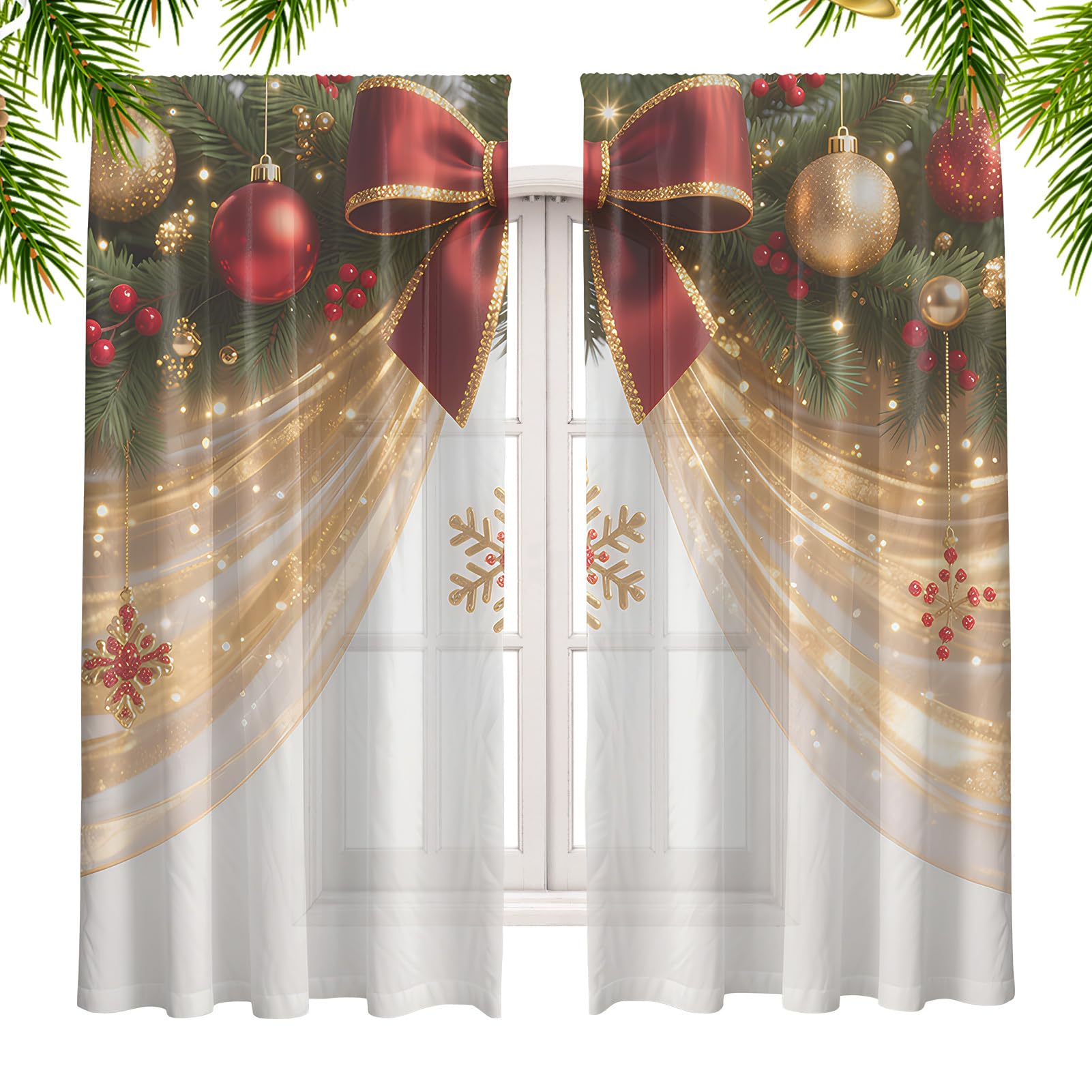 Rideaux de Noël pour le salon qui illuminent vos fêtes de fin d'année avec poésie
