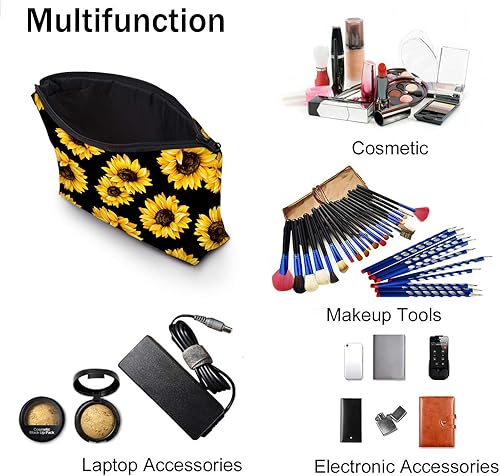 Miniatura 7 de Cremallera cosmética impermeable del bolso cosmético de la capacidad grande del cuero de la PU, Arte Aqua Flor De Pavo Real