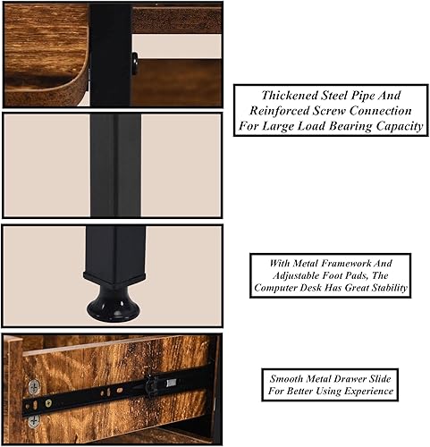 Miniatura 4 de Escritorio para computadora con bandeja de teclado deslizante para CPU soporte de escritorio ancho de 3 niveles estante de almacenamiento de 2