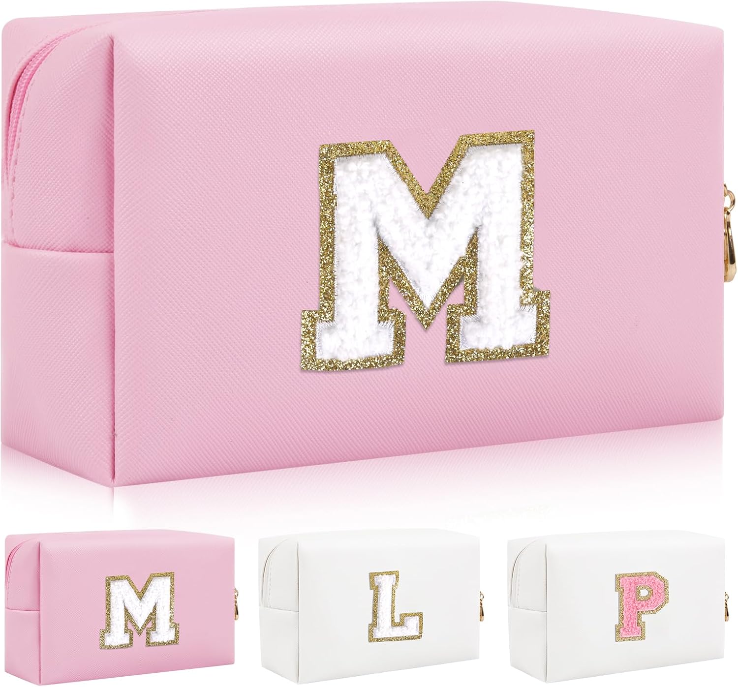 Preppy Initial Letter Travel Makeup Bag