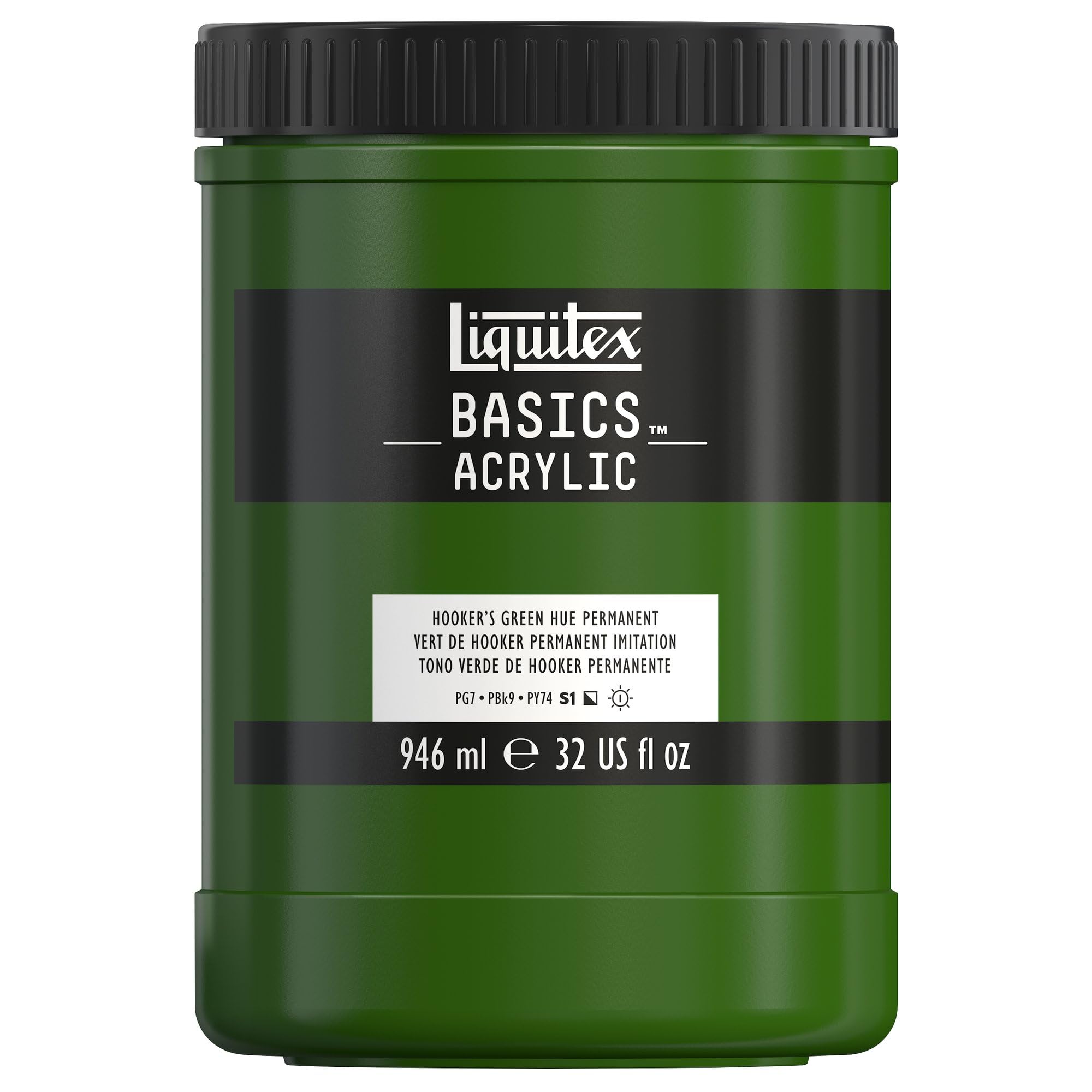 LIQUITEX Basics Acrylic Paint, Hooker's Green Permament Hue, 946 ml Pot