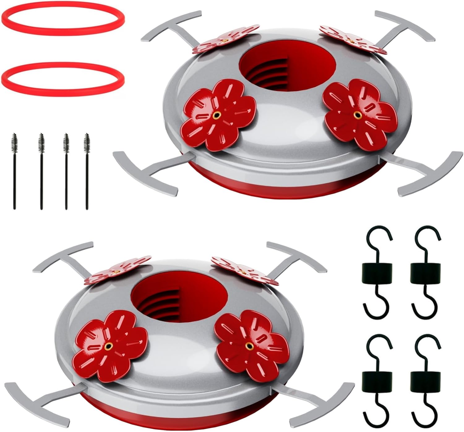 Hummingbird Feeder Bottom Replacement Parts Base Set Includes Feeder Base, Replacement Seal Rings Moat Hook and Brushes (12 Pack)