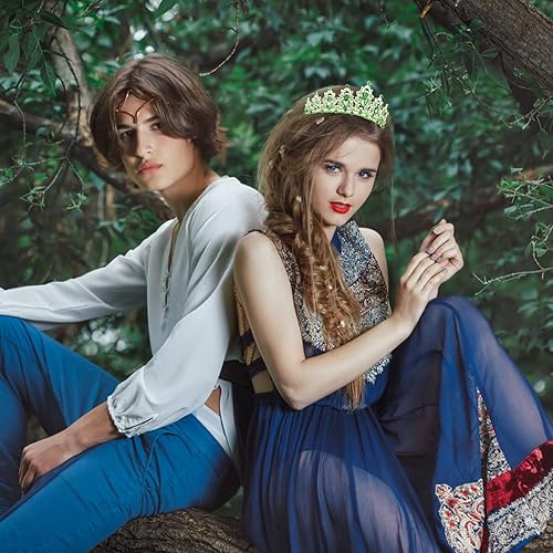 Miniatura 7 de Velscrun Coronas de cumpleaños para mujer, tiaras para mujer, tiaras y coronas, banda de cumpleaños para niña, corona verde para niñas, tiaras de