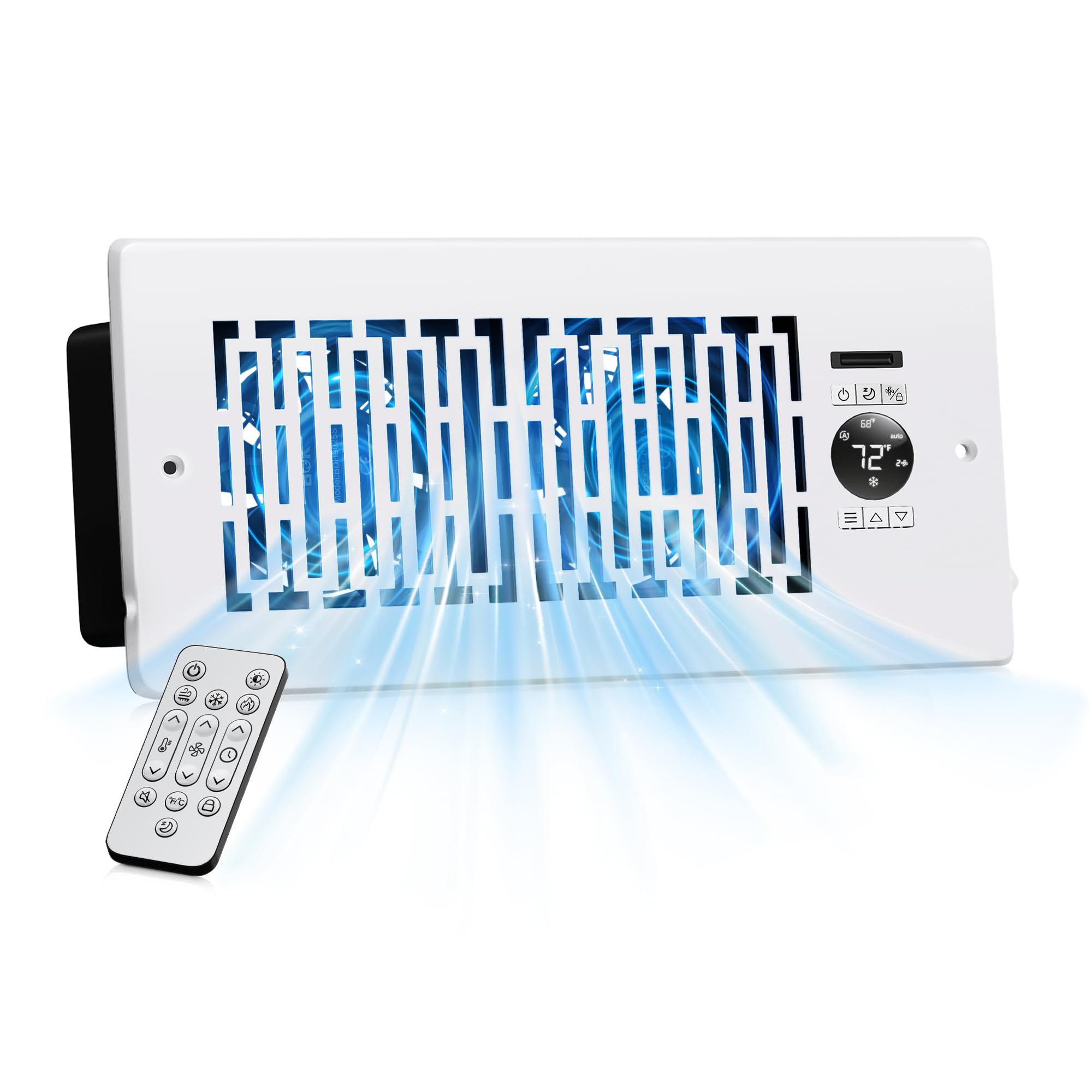 Photo 1 of MOTCTQVD Smart Register Booster Fan Fits 4" x 10" Register Holes, 10-Speed Quiet Vent Fan Booster, Smart Thermostat Control for Improves Heating and Cooling with Remote for Floor or Wall Vents
