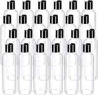 Nuenen 24-Pack 8oz Clear Squeeze Travel Bottles with Black Disc Caps - Refillable Shampoo Lotion Containers for Toiletries