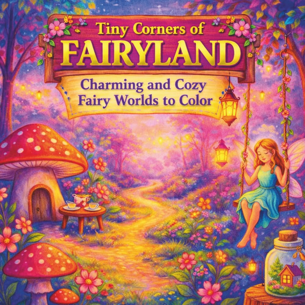 Tiny Corners of Fairyland | Whimsical & Cozy|: Charming and Cozy Fairy Worlds to Color | Teens & Adult Coloring Book | Relaxing & Enjoyable | 50+ Enchanted Designs