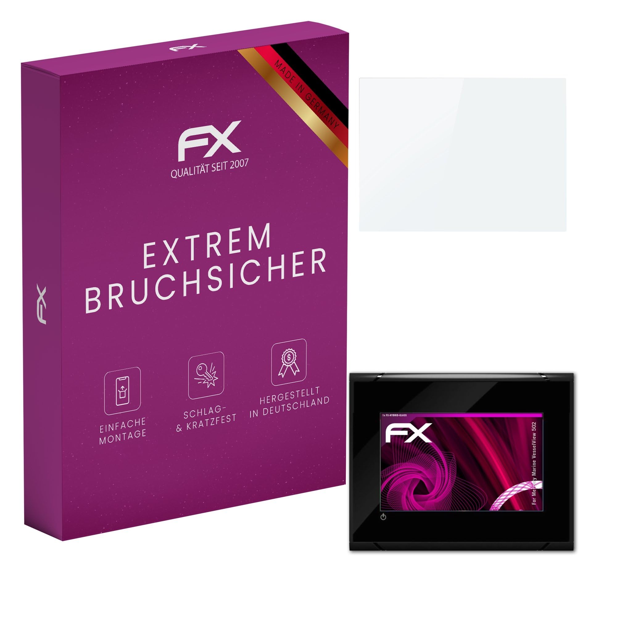 atFoliX Plastic Glass Protective Film compatible with Mercury Marine VesselView 502 Glass Protector, 9H Hybrid-Glass FX Screen Protector