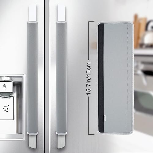 Vista 26 de 5 piezas de cubierta de manija de puerta de refrigerador, lavable para electrodomésticos de cocina, nevera, horno, microondas, lavavajillas, Cian