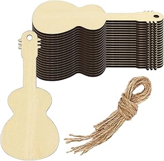 30x Wooden Guitar Cutouts, Blank Wood Centerpieces, 2.5mm Thickness, Wooden