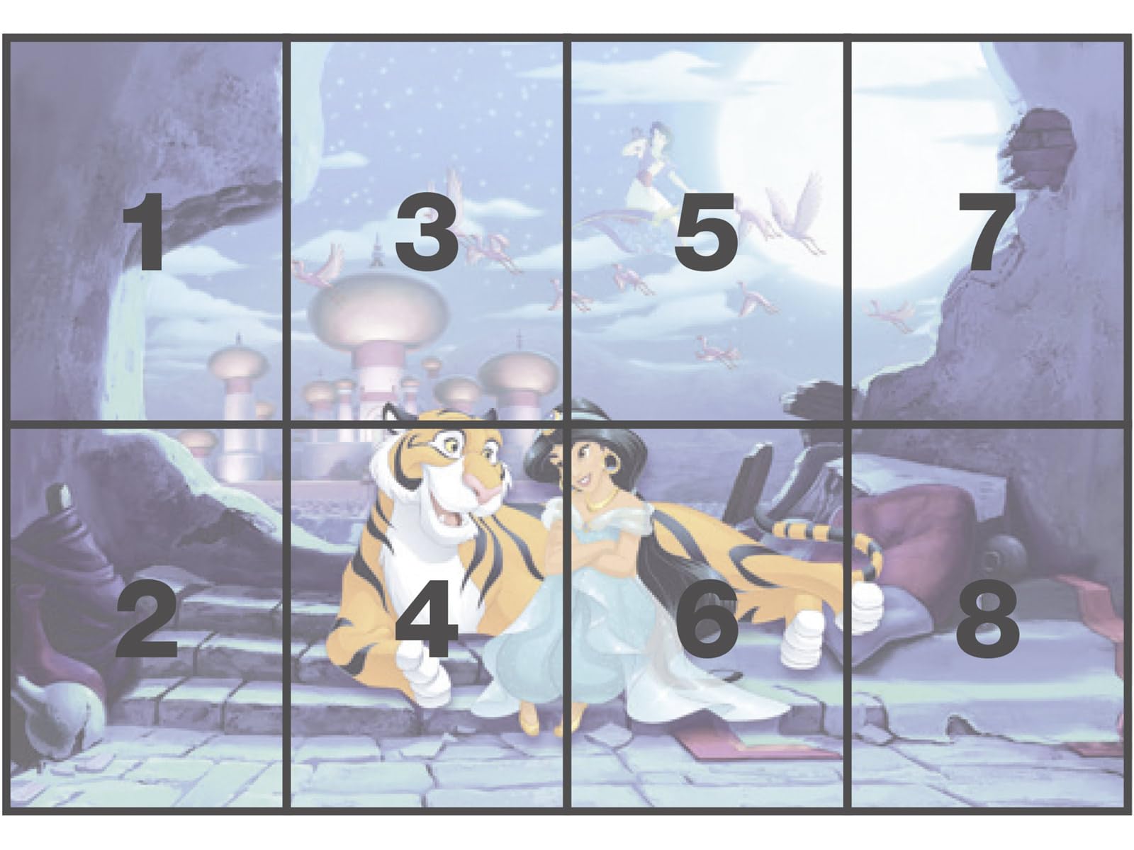 Komar Papel pintado fotográfico Disney | Waiting for Aladdin | Tamaño: 368 x 254 cm (ancho x alto) | Niñas, princesas, papel pintado, niños, pared, habitación de los niños, decoración | 8-4115