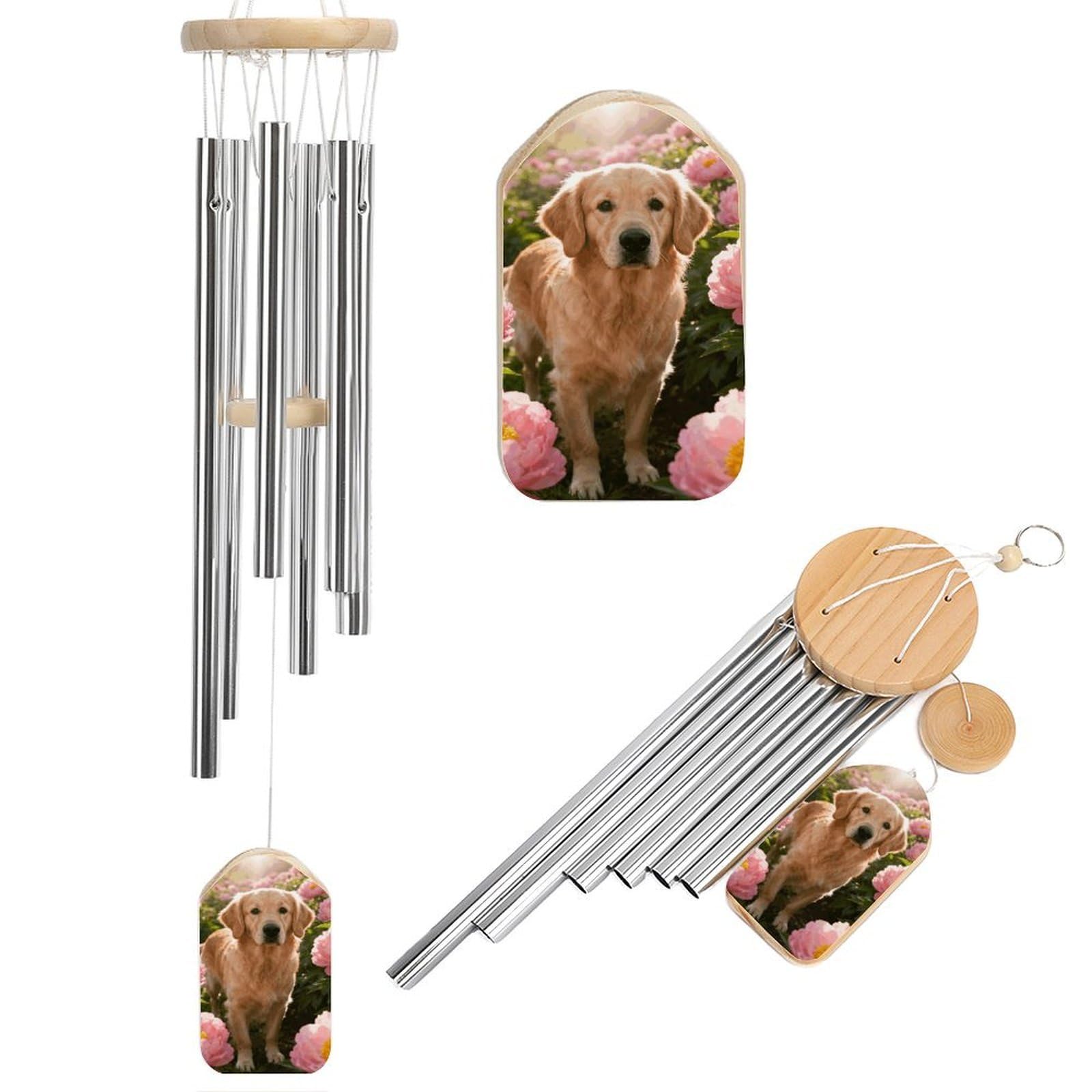 Carillon à vent en métal de 52,1 cm avec 6 tubes en aluminium, décoration de jardin premium
