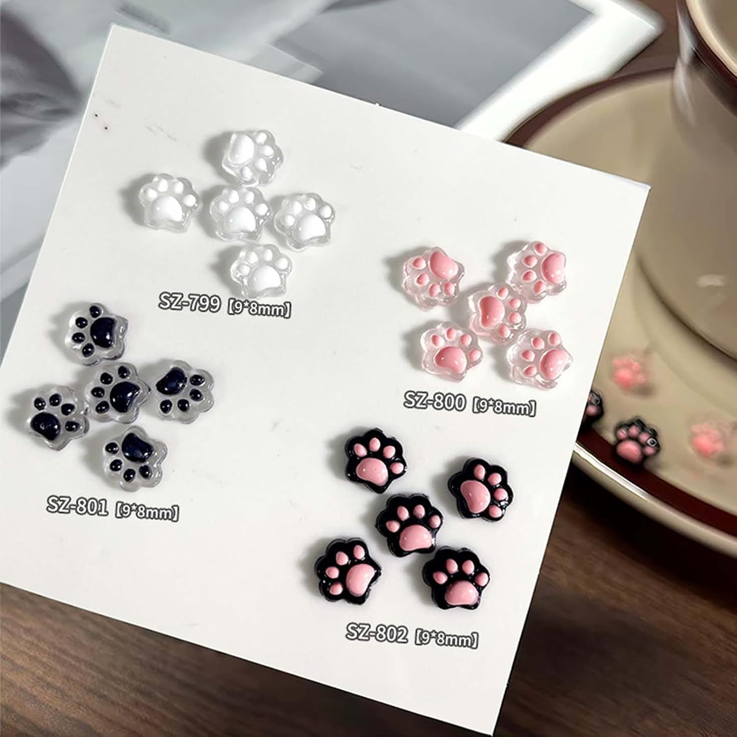 40pcs Jelly Cat Paw Nail Charms - Mini Cute Cat Paw Print Nail Accessoreis for Manicure Decorations, 3D Cartoon Resin Full Cover Nail Art Charms Gems for Manicure DIY