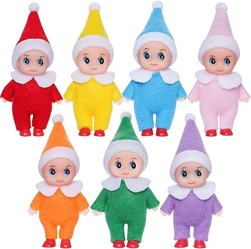 7 muñecas de elfo de Navidad coloridas – Muñecas de elfo para niños y niñas – Decoraciones de Navidad, juguetes para niños, regalo de madre
